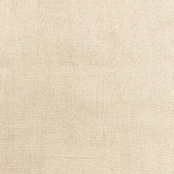 Capri fabric sample, off-white linen blend, grid weave texture with horizontal and vertical threads against a neutral backdrop.